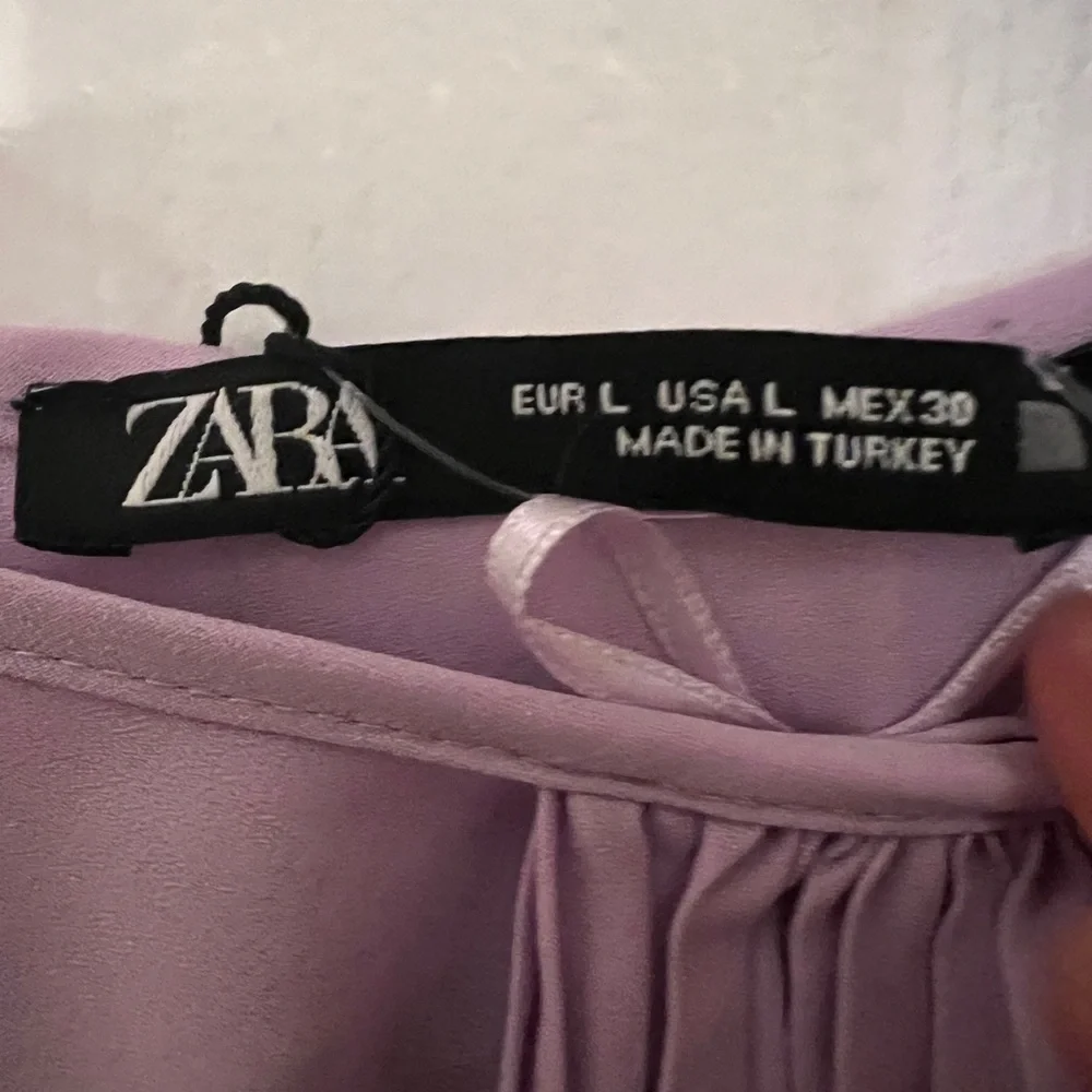 Zara Purple Pleated Bishop Sleeve Blouse - Picture 4 of 6
